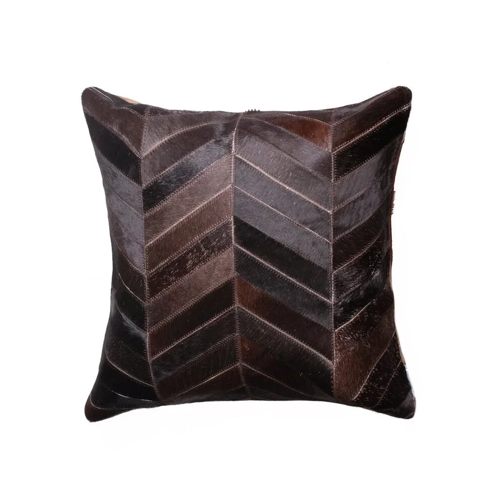 Natural Home Decor Torino Chevron Cowhide Pillow | 1-Piece | Chocolate | 18